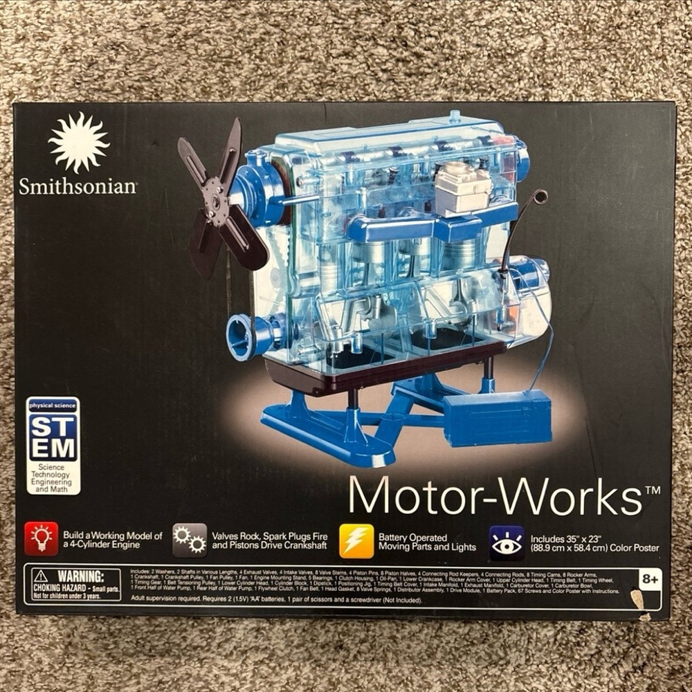 Smithsonian Motor Works Advanced Science Kit
4-cylinder Engine Opened box new